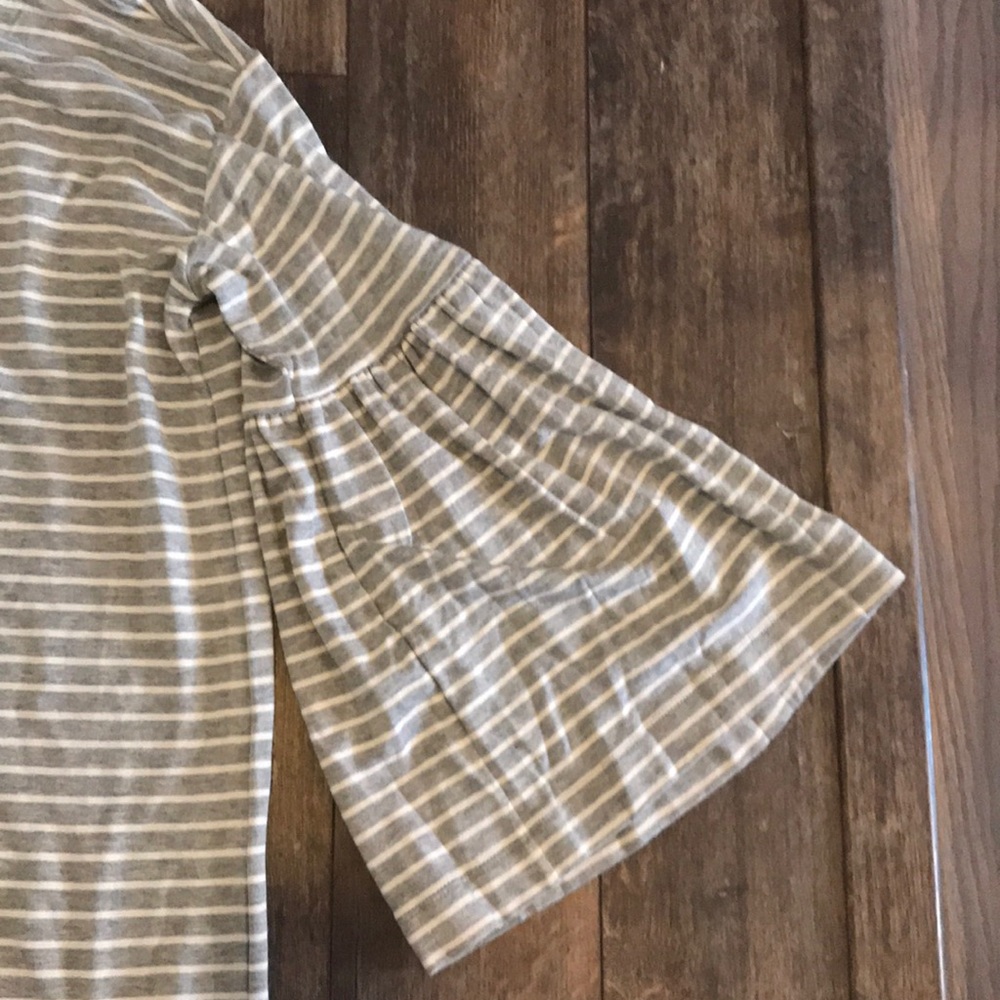 NWT Lou & Grey S Gray & White Striped Hoodie Dress - Picture 3 of 5